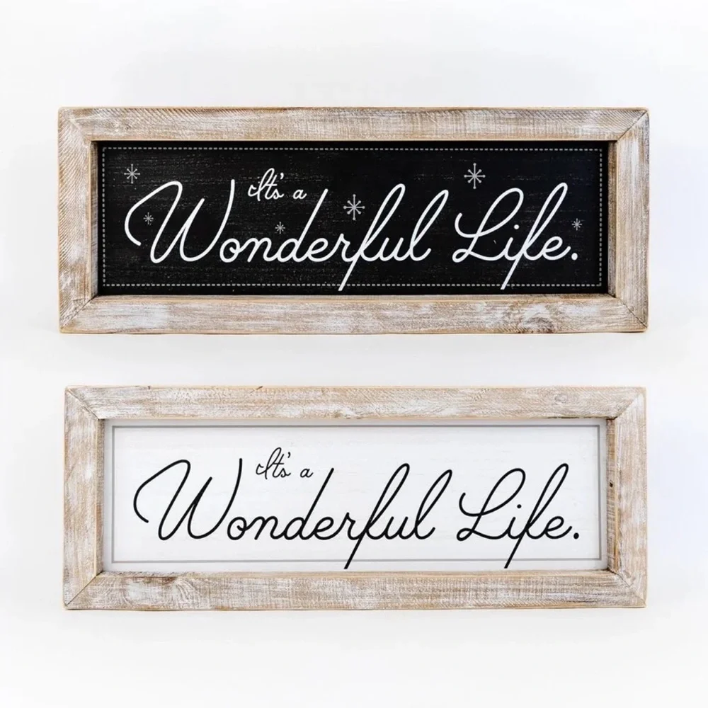Wood Framed Reversible Sign~It’s A Wonderful Life